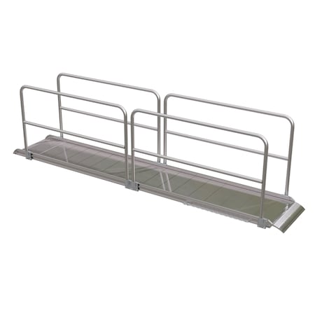 Vestil Alum. Walk Ramp w/Rail Overlap, 168 x 28" AWR-28-14A-HR